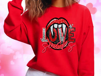 Love Sucks Faux Sequin Valentine's Day Sweatshirt