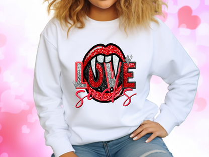 Love Sucks Faux Sequin Valentine's Day Sweatshirt