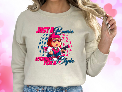 Just a Bonnie Looking For A Clyde Family Guy Meg Valentine's Day Sweatshirt