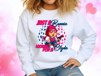 Just a Bonnie Looking For A Clyde Family Guy Meg Valentine's Day Sweatshirt
