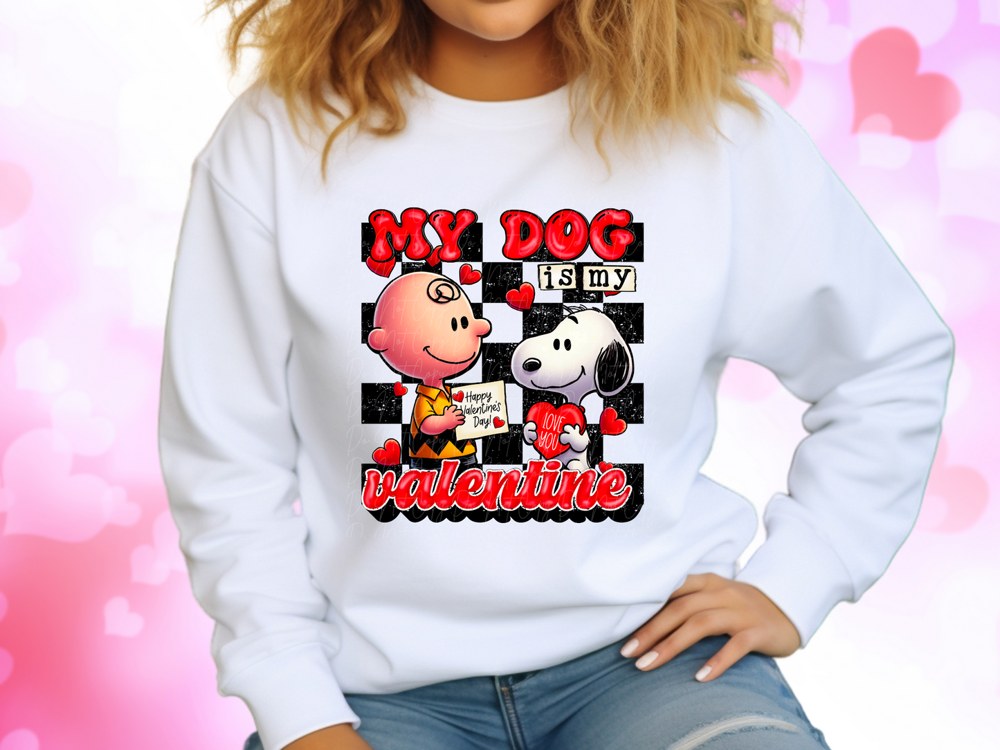 My Dog Is My Valentine Charlie and Snoopy Valentine's Day Sweatshirt