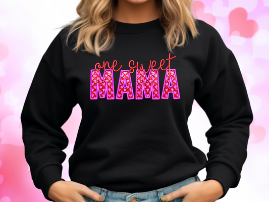 One Sweet Mama Faux Sequin Valentine's Day Sweatshirt