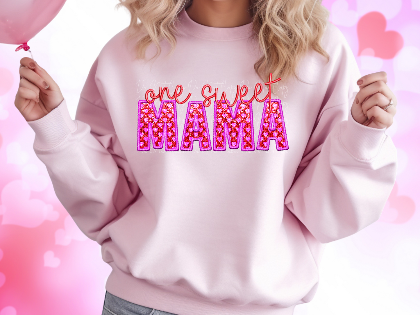 One Sweet Mama Faux Sequin Valentine's Day Sweatshirt