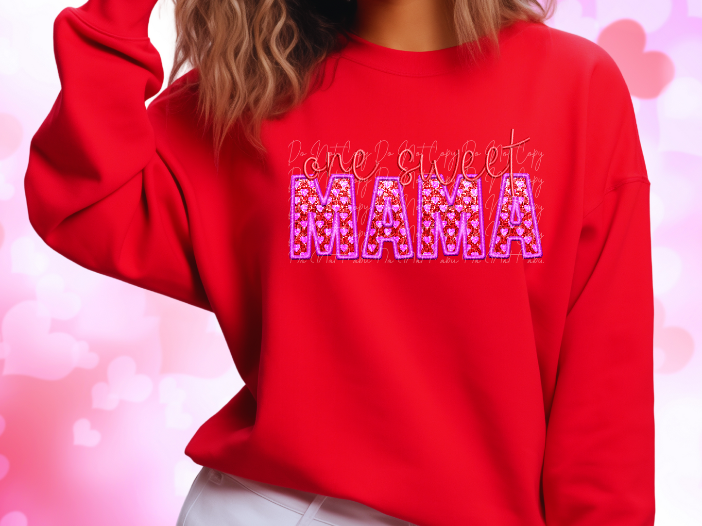 One Sweet Mama Faux Sequin Valentine's Day Sweatshirt