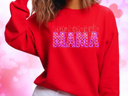 One Sweet Mama Faux Sequin Valentine's Day Sweatshirt