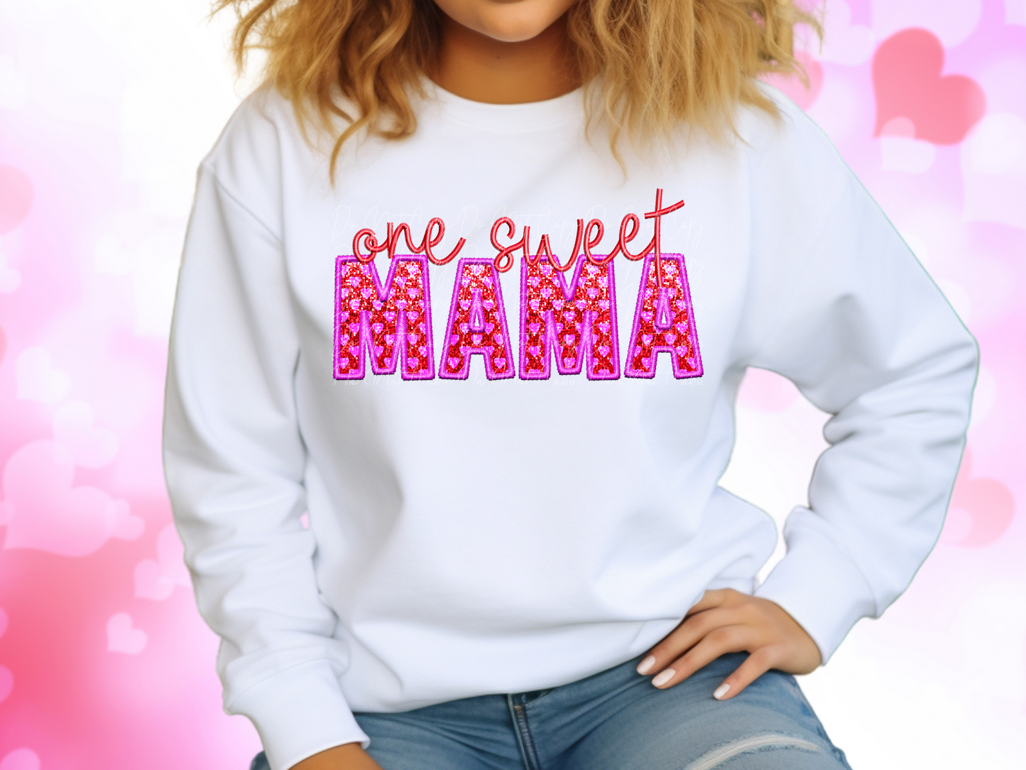 One Sweet Mama Faux Sequin Valentine's Day Sweatshirt