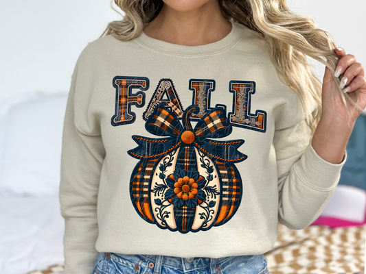 Fall Faux Embroidery Pumpkin Fall DTF Transfers - PHD1022