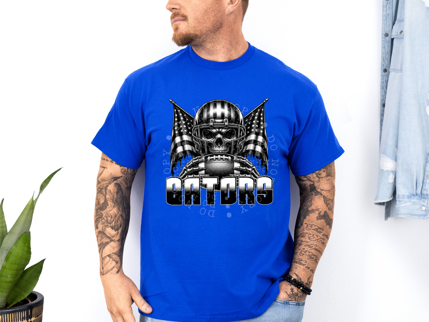 Gators US Flag Skull Football School Mascot DTF Transfer - PHD1135