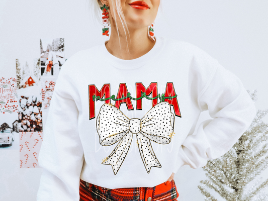 Merry Mama Polka Dot Bow Christmas DTF Transfers - PHD1229