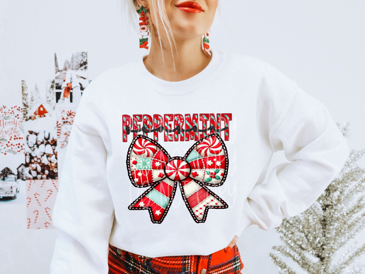 Peppermint Season Faux Sequin Embroidery Christmas DTF Transfers - PHD1230