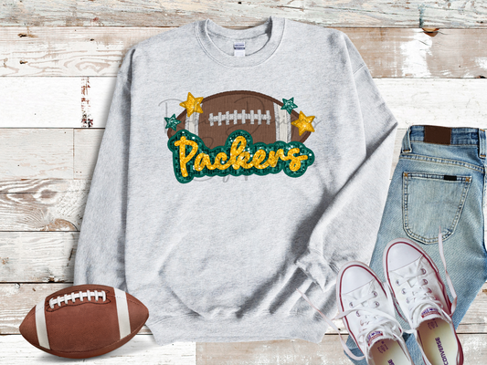 Packers Sparkle Faux Sequin Embroidery Sweatshirt