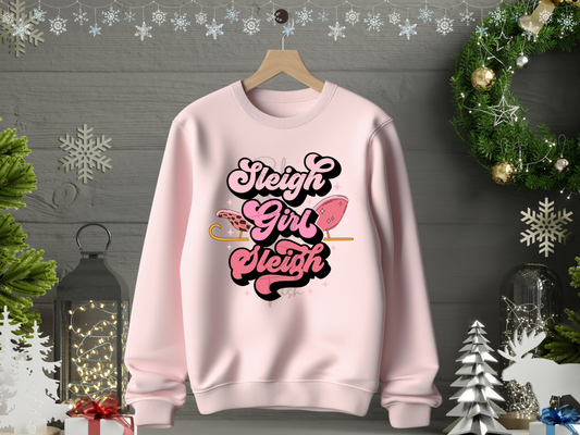 Pink Christmas Sleigh Girl Sleigh Sweatshirt
