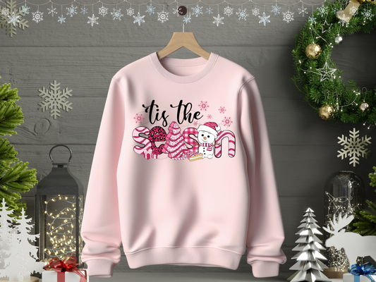 Pink Christmas Tis The Season Sweatshirt