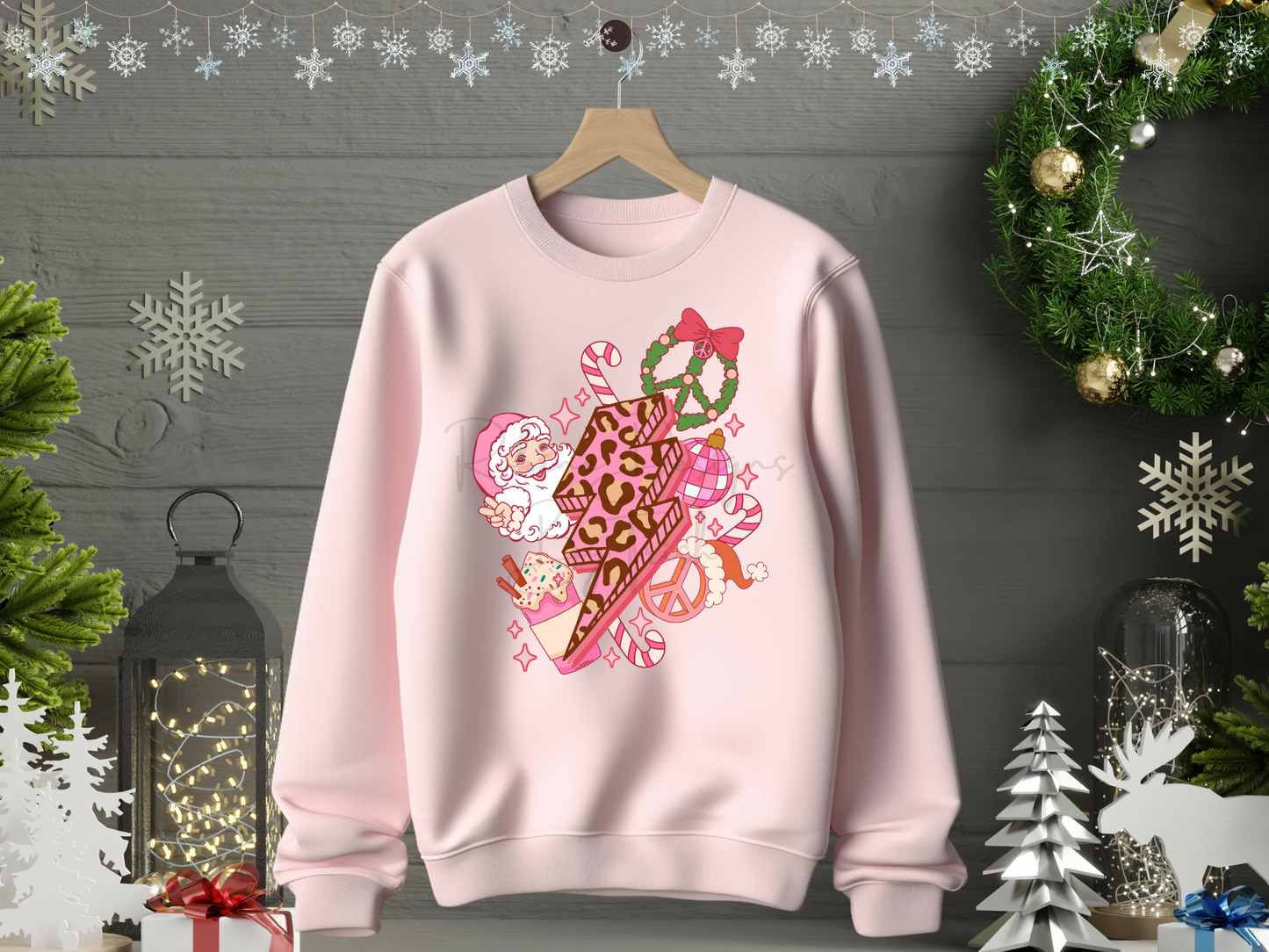 Pink Christmas Vibes Lightning Sweatshirt