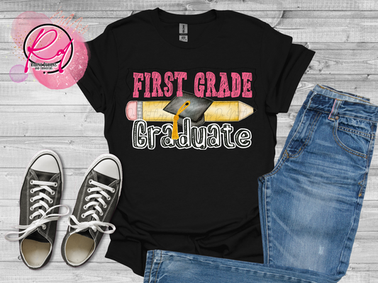 Pink First Grade Graduate Shirt