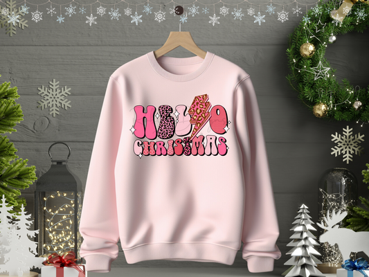 Pink Hello Christmas Sweatshirt
