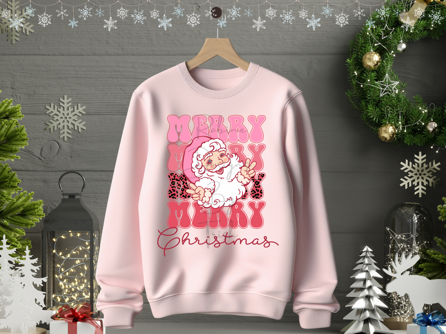 Pink Santa Merry Christmas Sweatshirt