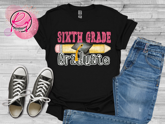 Pink Sixth Grade Graduate Shirt