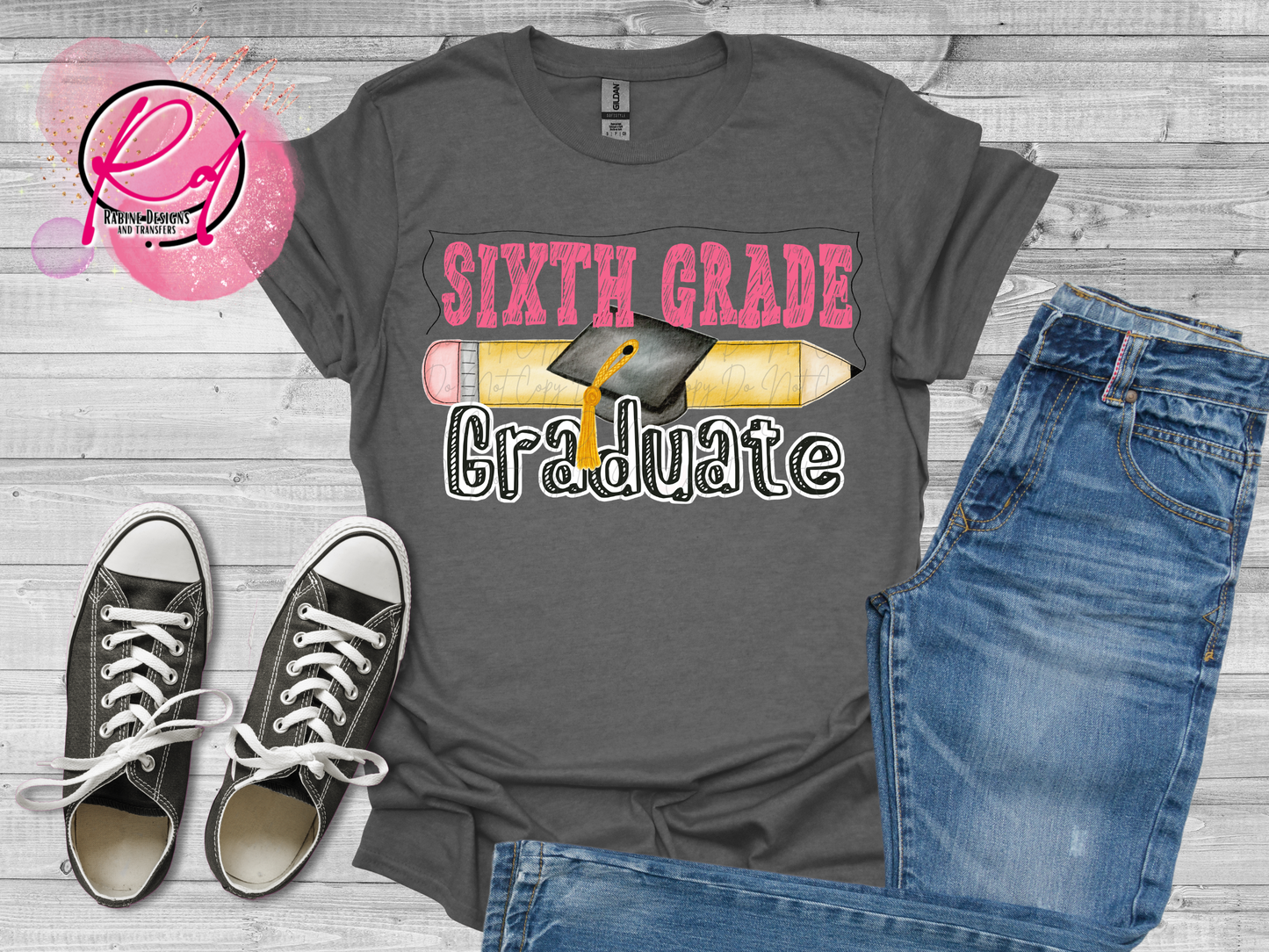 Pink Sixth Grade Graduate Shirt