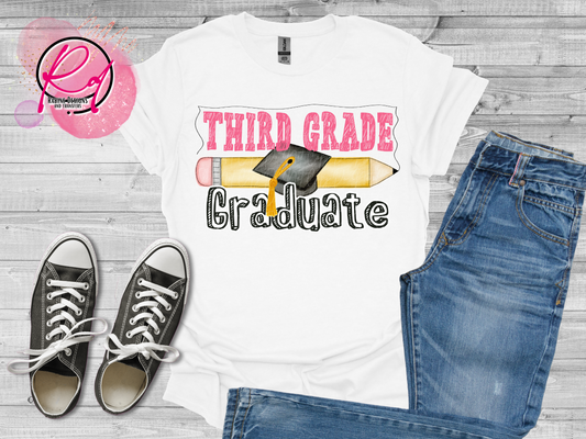 Pink Third Grade Graduate Shirt