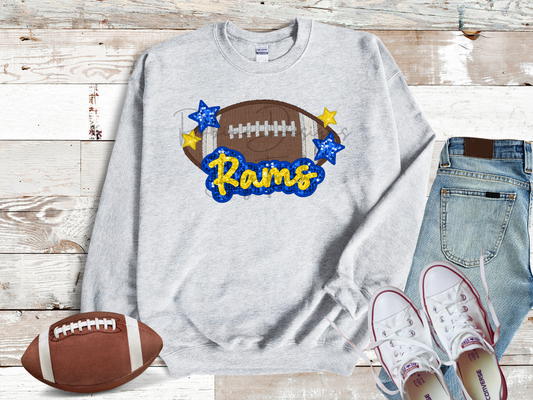 Rams Sparkle Faux Sequin Embroidery Sweatshirt