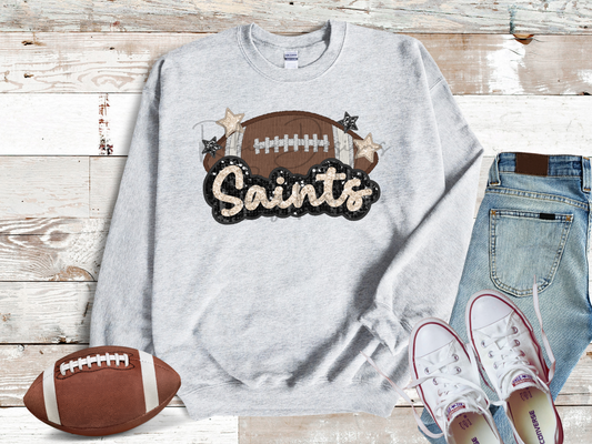 Saints Sparkle Faux Sequin Embroidery Sweatshirt