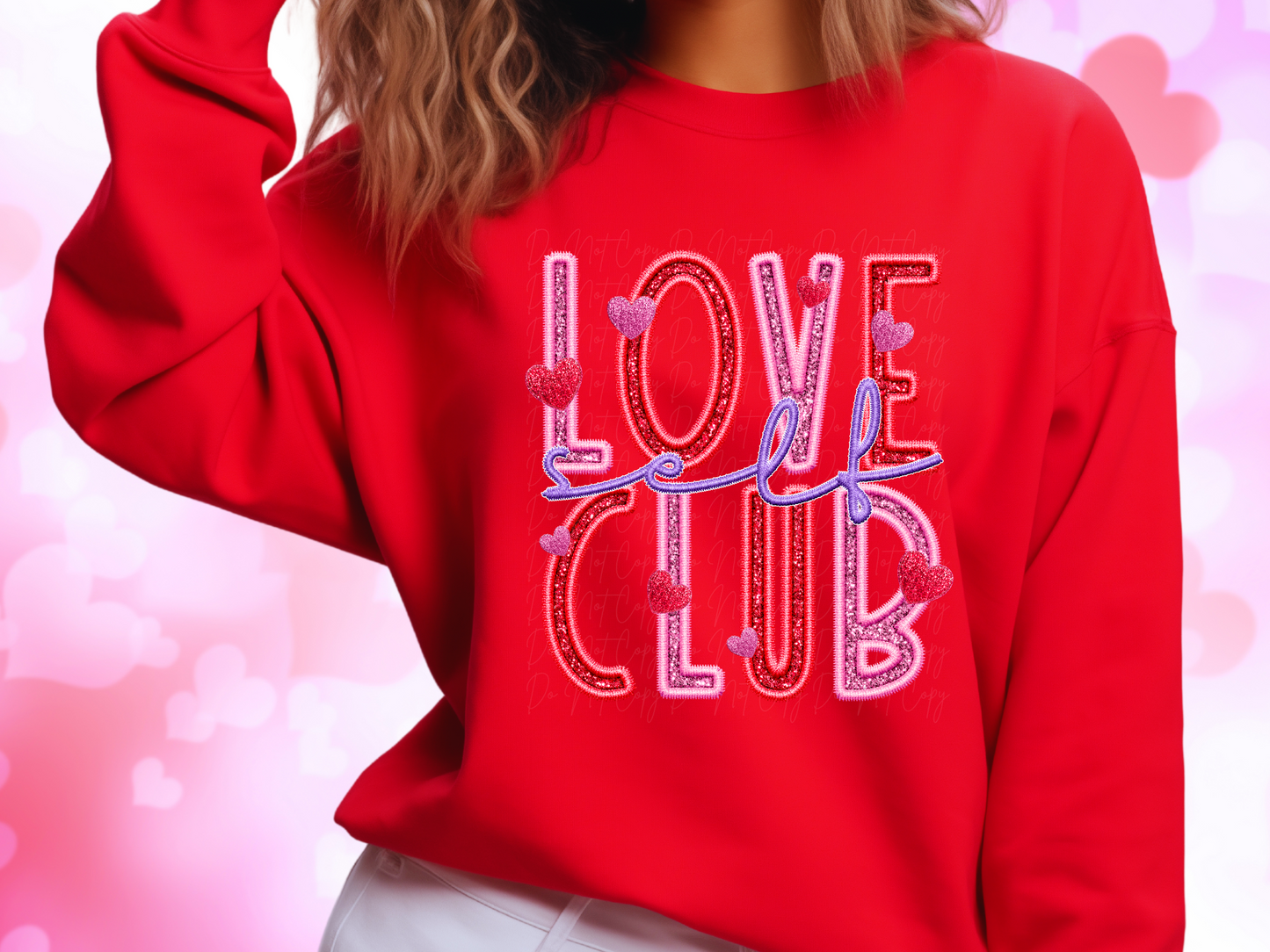 Self Love Club Faux Sequin Valentine's Day Sweatshirt