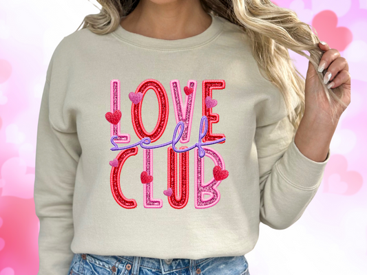 Self Love Club Faux Sequin Valentine's Day Sweatshirt