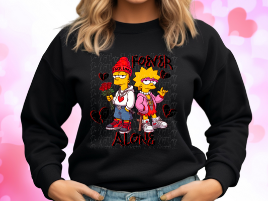 Forever Alone Bart and Lisa Simpson Valentine's Day Sweatshirt
