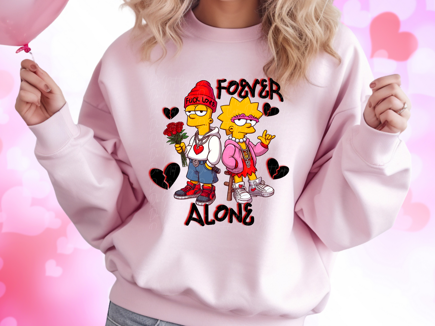 Forever Alone Bart and Lisa Simpson Valentine's Day Sweatshirt