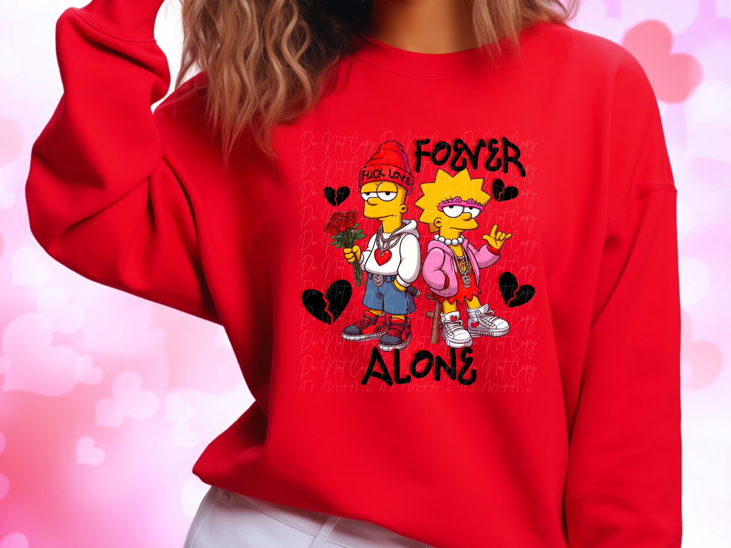 Forever Alone Bart and Lisa Simpson Valentine's Day Sweatshirt