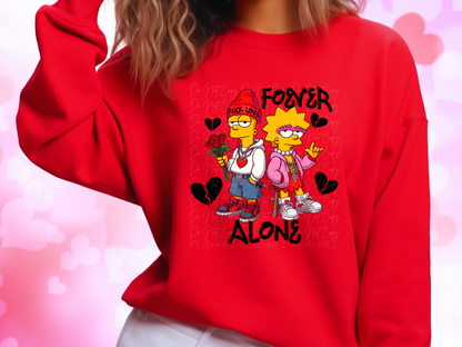 Forever Alone Bart and Lisa Simpson Valentine's Day Sweatshirt