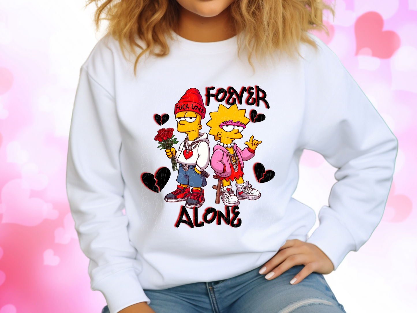 Forever Alone Bart and Lisa Simpson Valentine's Day Sweatshirt