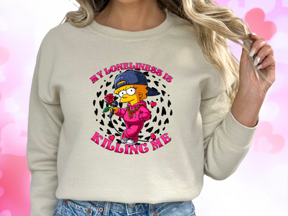 My Loneliness Is Killing Me Lisa Simpson Valentine's Day Sweatshirt