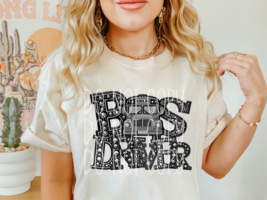 Bus Driver Rhinestone School DTF Transfer - TED1427