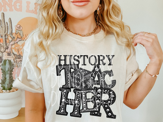 History Teacher Rhinestone School DTF Transfer - TED1434
