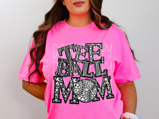 Baseball/Softball Tee Ball Mom Rhinestone DTF Transfer - TED1490