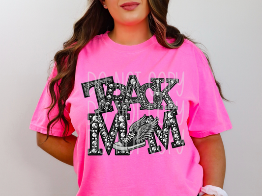 Track Mom Rhinestone DTF Transfer - TED1493