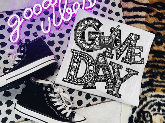 Hockey Game Day Rhinestone DTF Transfer - TED1503