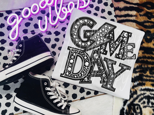 Lightning Bolt Game Day Rhinestone DTF Transfer - TED1505