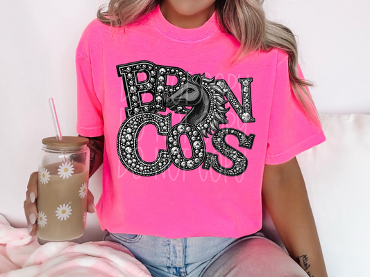 Broncos School Spirit Mascot Rhinestone DTF Transfer - TED1525