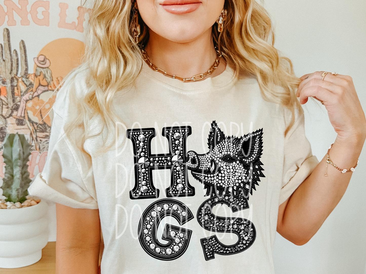 Hogs School Spirit Mascot Rhinestone DTF Transfer - TED1554