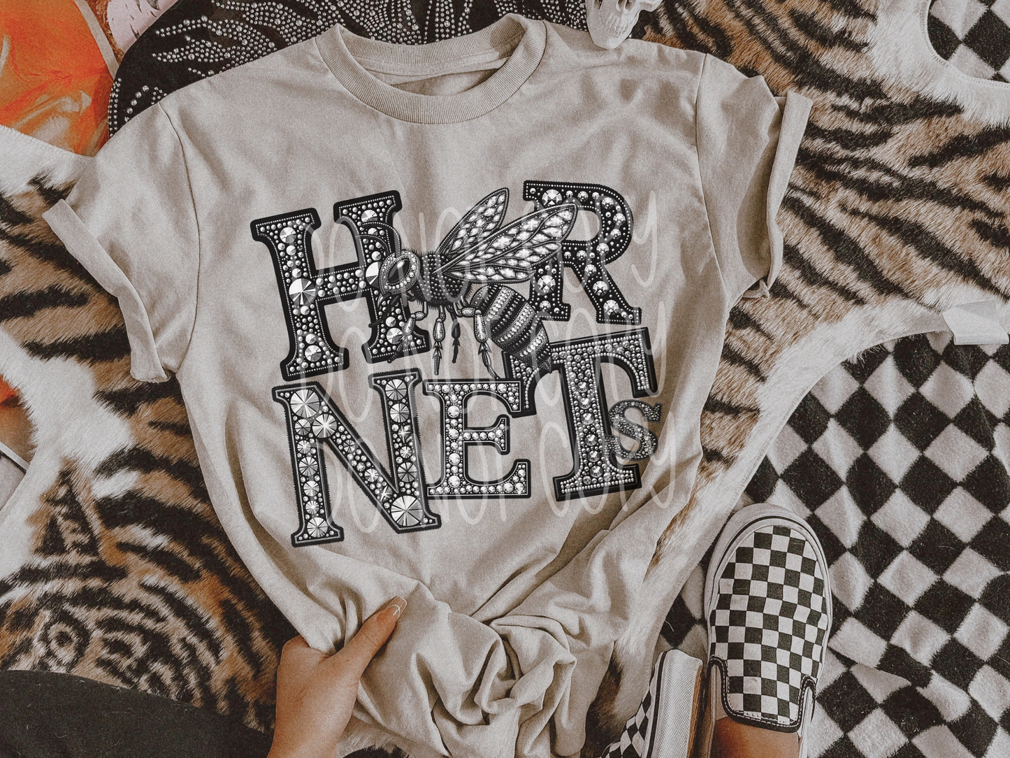 Hornets School Spirit Mascot Rhinestone DTF Transfer - TED1556