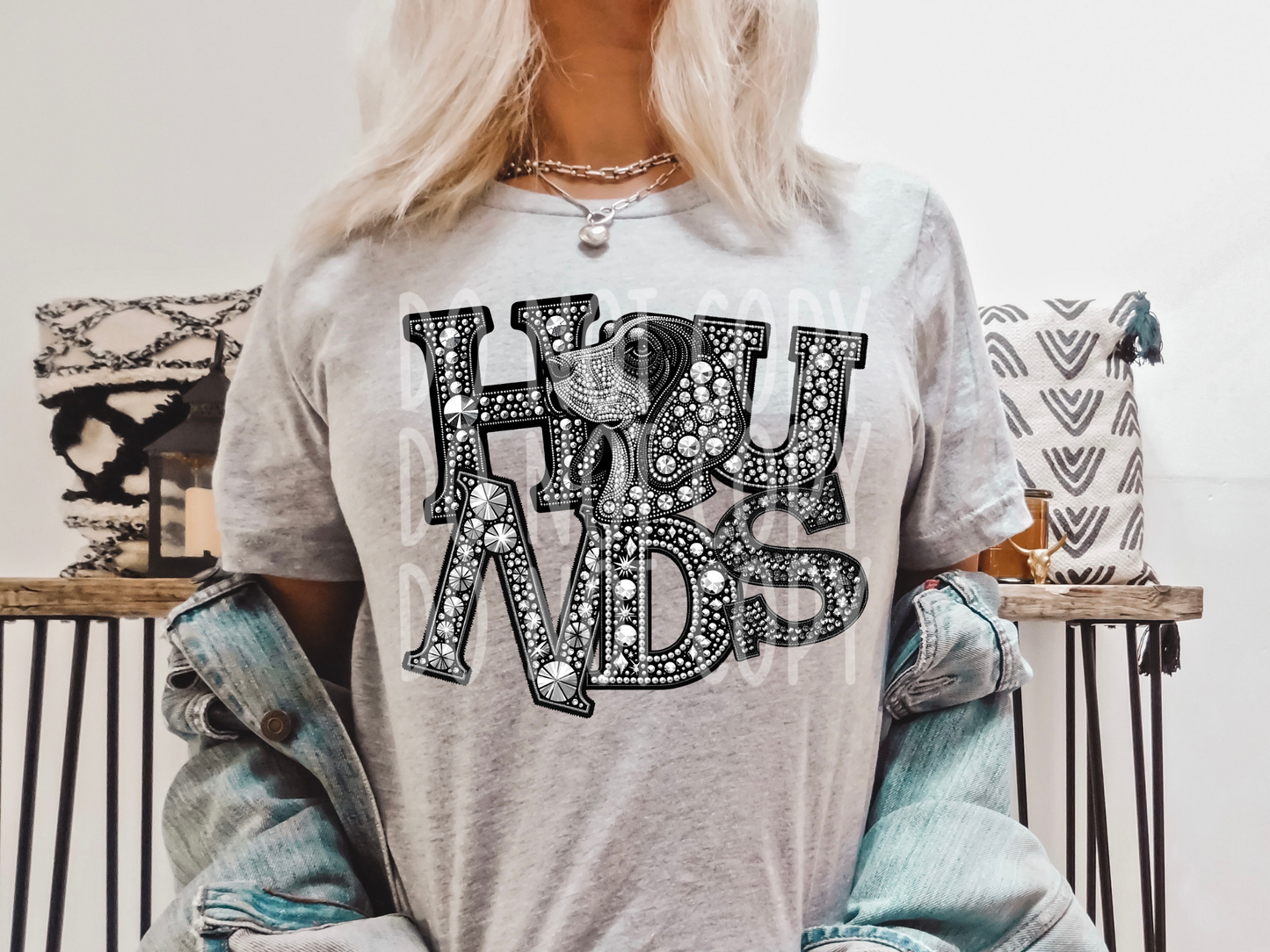 Hounds School Spirit Mascot Rhinestone DTF Transfer - TED1557