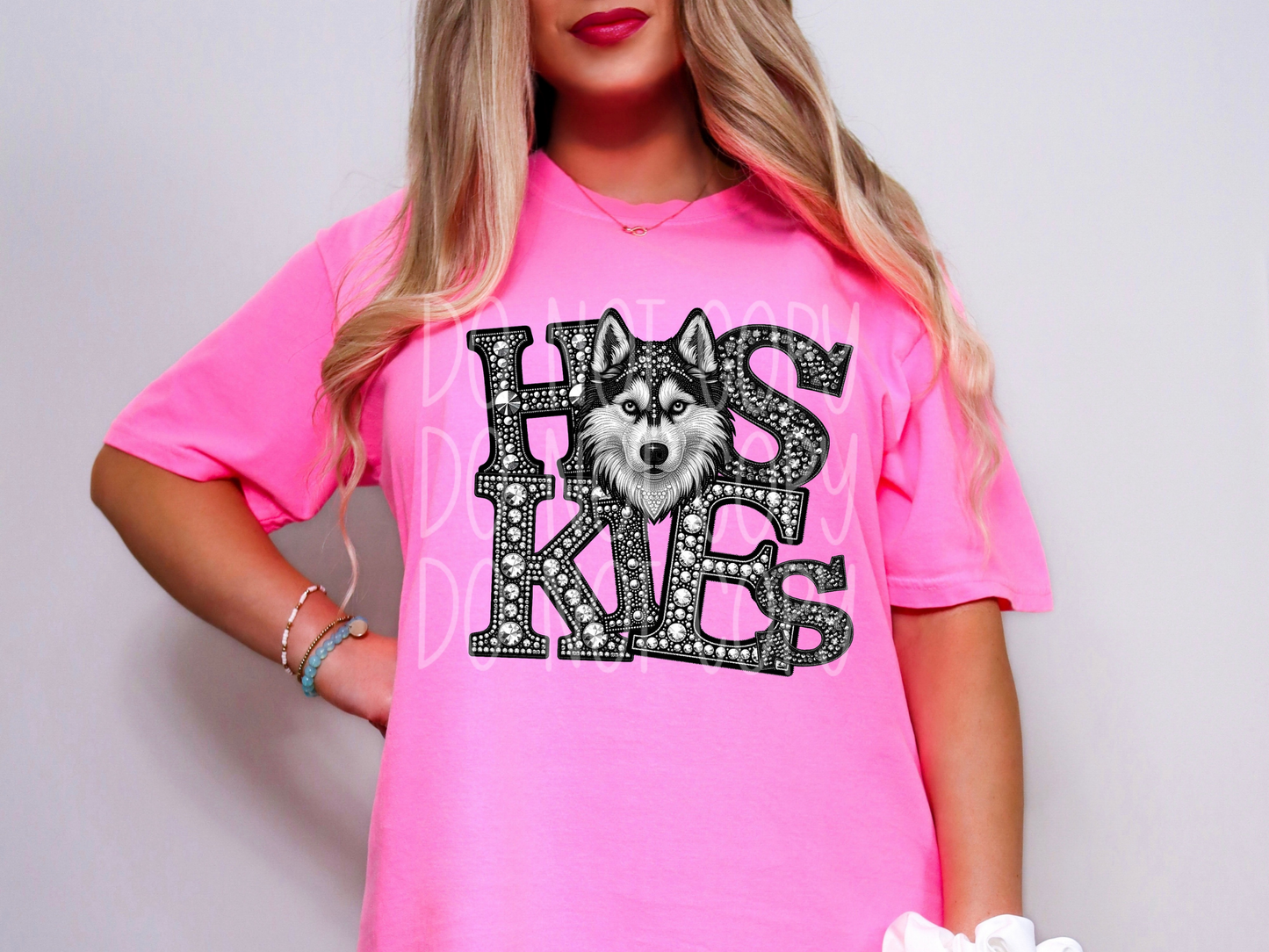 Huskies School Spirit Mascot Rhinestone DTF Transfer - TED1559