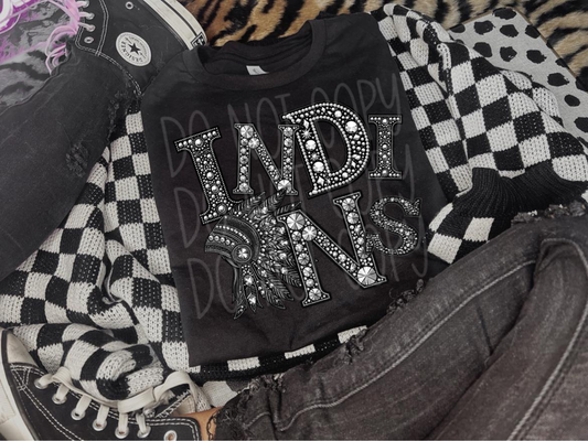 Indians School Spirit Mascot Rhinestone DTF Transfer - TED1560