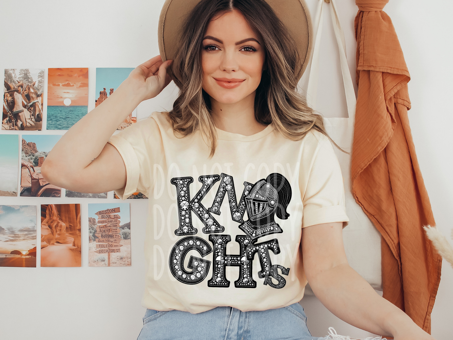 Knights School Spirit Mascot Rhinestone DTF Transfer - TED1565