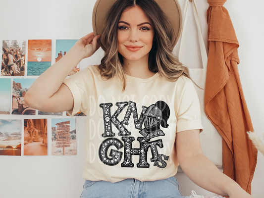 Knights School Spirit Mascot Rhinestone DTF Transfer - TED1565