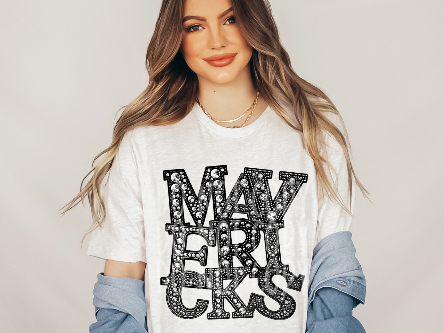 Mavericks School Spirit Mascot Rhinestone DTF Transfer - TED1569