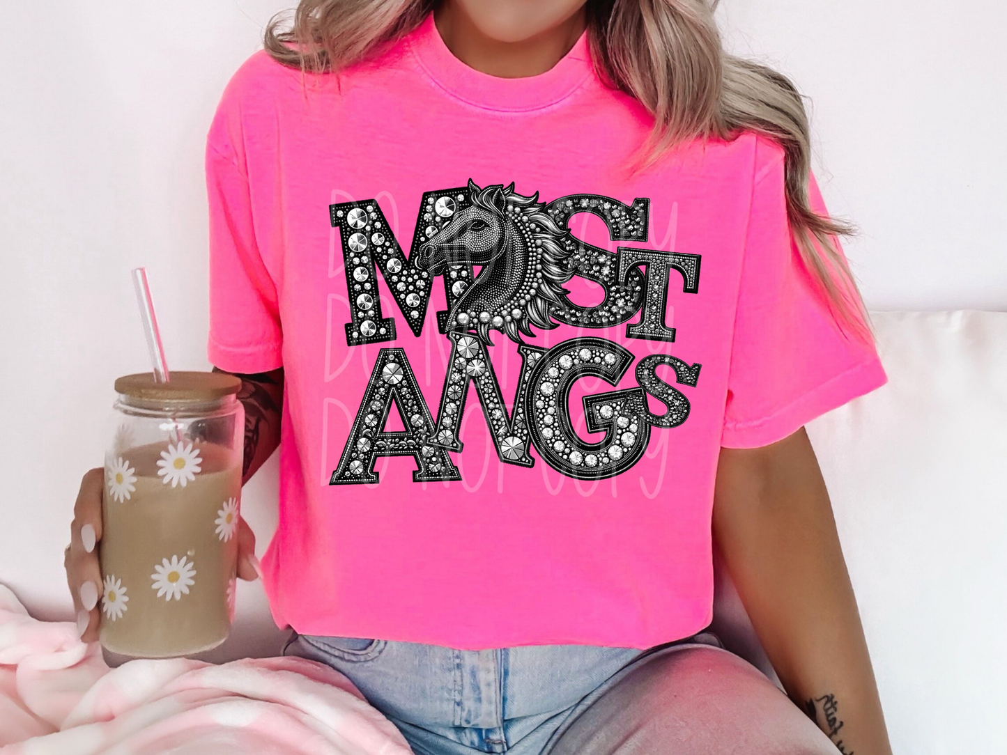 Mustangs School Spirit Mascot Rhinestone DTF Transfer - TED1572